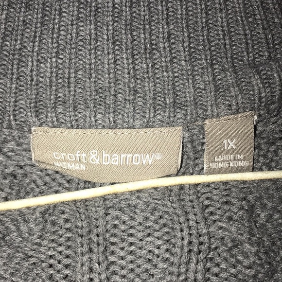 Croft & Barrow Woman Cable Knit Plus Size 1X Zip Sweater - Picture 3 of 3